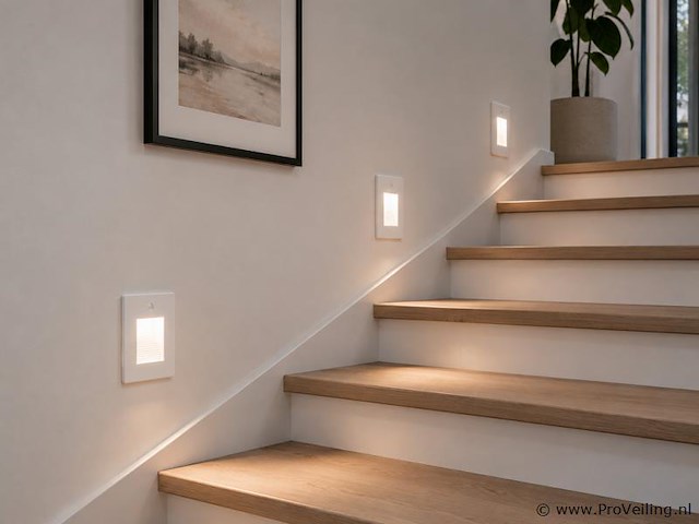 6 x led trapverlichting 1w – 4200k neutraal wit - wit – pir sensor – ip20 – diamond - afbeelding 1 van  5