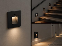 6 x led trapverlichting 1w – 4200k neutraal wit - zwart – pir sensor – ip20 – diamond - afbeelding 3 van  5