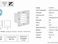 6 x led trapverlichting 3w - 6400k koud wit – ip54 – akik - afbeelding 4 van  5