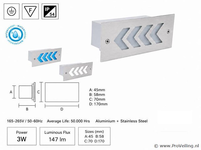 6 x led trapverlichting 3w - blauw – ip54 – beril - afbeelding 4 van  5