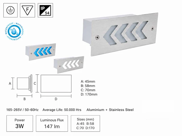 6 x led trapverlichting 3w - blauw – ip54 – beril - afbeelding 4 van  5
