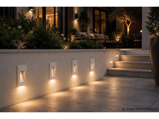 6 x led trapverlichting 3w – 3000k warm wit - rechthoek – wit – ip54 – yoga-v1 - afbeelding 1 van  5