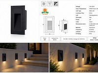 6 x led trapverlichting 3w – 3000k warm wit - rechthoek – zwart – ip54 – yoga-v1 - afbeelding 5 van  5