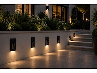 6 x led trapverlichting 3w – 3000k warm wit - rechthoek – zwart – ip54 – yoga-v1