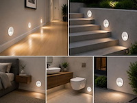 6 x led trapverlichting 3w – 3000k warm wit - rond – wit – ip54 – icon-r - afbeelding 3 van  5