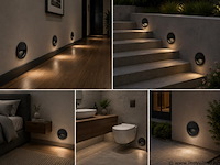 6 x led trapverlichting 3w – 3000k warm wit - rond – zwart – ip54 – icon-r - afbeelding 3 van  5