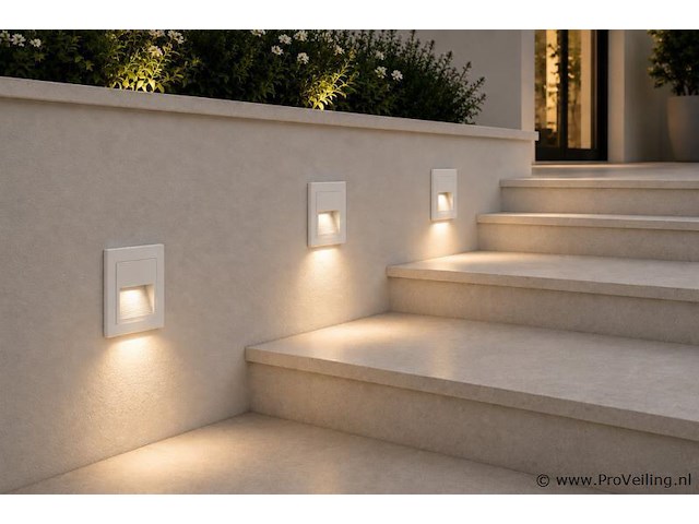 6 x led trapverlichting 3w – 3000k warm wit - vierkant – wit – ip54 – icon-s - afbeelding 1 van  5
