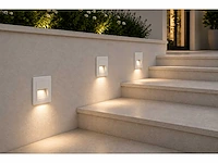 6 x led trapverlichting 3w – 3000k warm wit - vierkant – wit – ip54 – icon-s