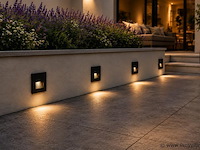 6 x led trapverlichting 3w – 3000k warm wit - vierkant – zwart – ip54 – icon-s - afbeelding 1 van  5