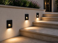 6 x led trapverlichting 3w – 3000k warm wit - vierkant – zwart – ip54 – icon-s - afbeelding 3 van  5