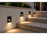 6 x led trapverlichting 3w – 3000k warm wit - vierkant – zwart – ip54 – icon-s - afbeelding 3 van  5