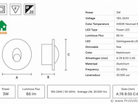 6 x led trapverlichting 3w – 4000k neutraal wit - matchroom – ip20 – yakut - afbeelding 4 van  5
