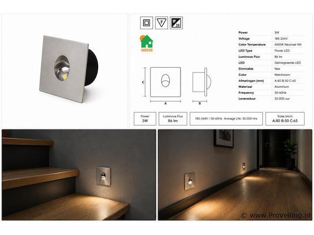 6 x led trapverlichting 3w – 4000k neutraal wit - matchroom – ip20 – zümrüt - afbeelding 5 van  5