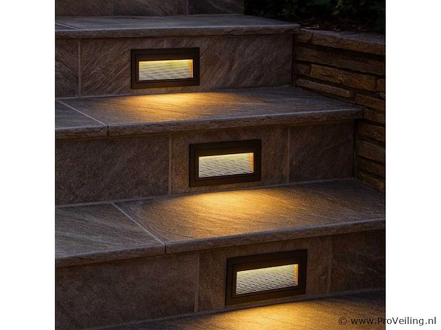 6 x led trapverlichting – 6w – 3000k warm wit – ip65 – rechthoekig – ly05 - afbeelding 1 van  5