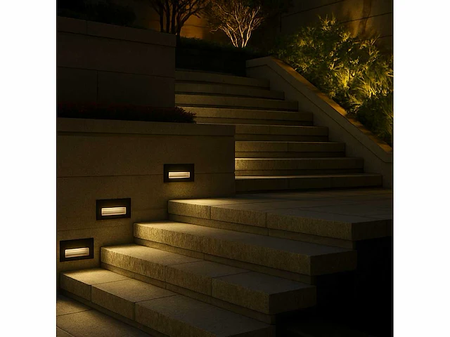 6 x led trapverlichting – 6w – 3000k warm wit – ip65 – rechthoekig – ly05 - afbeelding 4 van  5