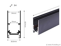 6 x magnetische rail voor opbouw – 20mm – 48v – 2 meter – zwart - afbeelding 5 van  5