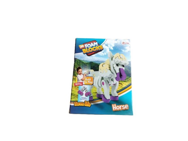 6 x puzzel 3d foamblocs paard - afbeelding 3 van  3