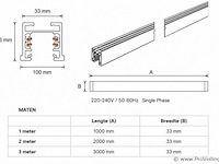 6 x railverlichting track – 1 fase – 3 meter – zwart - lighting track - afbeelding 2 van  5