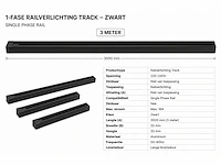 6 x railverlichting track – 1 fase – 3 meter – zwart - lighting track - afbeelding 4 van  5
