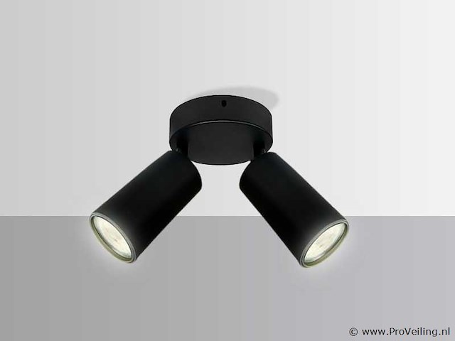 6 x ronde plafondlamp – 2 x gu10 – draaibare spots – zwart - afbeelding 2 van  4