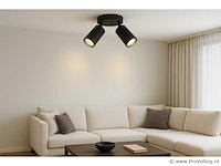 6 x ronde plafondlamp – 2 x gu10 – draaibare spots – zwart - afbeelding 1 van  4
