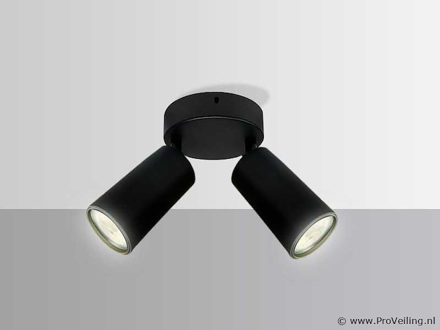 6 x ronde plafondlamp – 2 x gu10 – draaibare spots – zwart - afbeelding 2 van  4