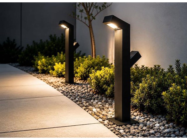 6 x tuinlamp – 60 cm – 2 x 10w led – 3500k warm wit – ip54 – zwart – sla-57 - afbeelding 1 van  4