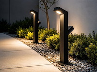 6 x tuinlamp – 60 cm – 2 x 10w led – 3500k warm wit – ip54 – zwart – sla-57 - afbeelding 1 van  4