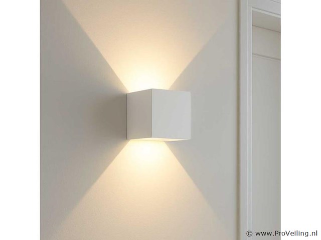 6 x wandlamp – tweerichtings led – kubus – 2 x 5w – wit - afbeelding 2 van  5