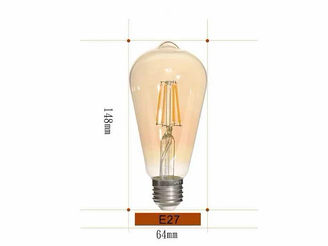 60 x st64 amber filament lamp – 6w – e27 – dimbaar – ip20 - afbeelding 4 van  8
