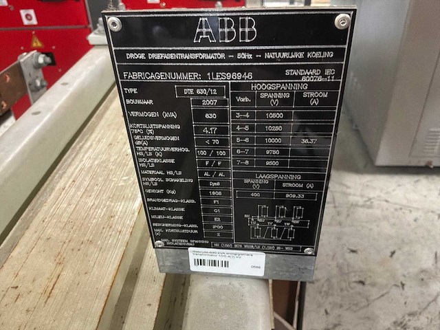 630 kva abb transformator 10.000 / 400 volt - afbeelding 6 van  6
