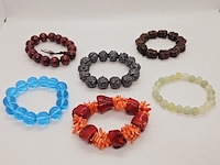 6x armband - jade, aquamarijn, bloedkoraal, sandlewood, gietijzer - afbeelding 1 van  9