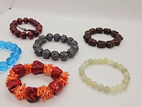6x armband - jade, aquamarijn, bloedkoraal, sandlewood, gietijzer - afbeelding 3 van  9