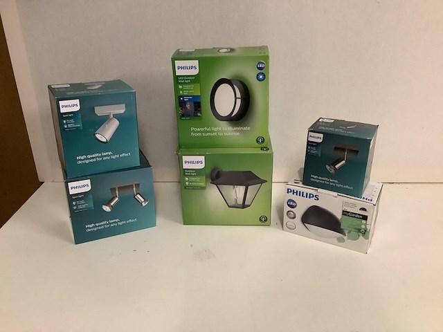 6x binnen- en buiten lampen philips, diverse, kunststof/metaal - afbeelding 1 van  4