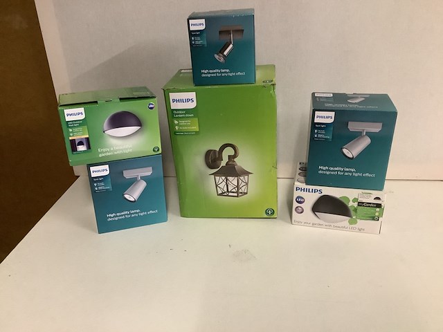 6x binnen- en buiten lampen philips, diverse, kunststof/metaal - afbeelding 1 van  4