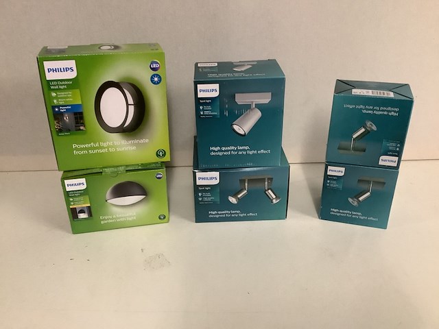 6x binnen- en buiten lampen philips, diverse, kunststof/metaal - afbeelding 1 van  4