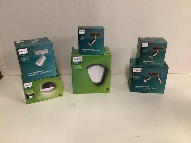 6x binnen- en buiten lampen philips, diverse, kunststof/metaal - afbeelding 1 van  4
