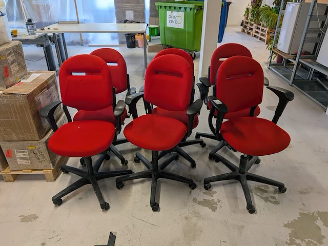 6x bureaustoel, rood - afbeelding 2 van  5