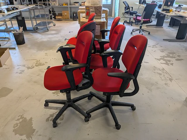 6x bureaustoel, rood - afbeelding 3 van  5