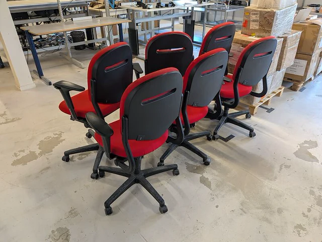6x bureaustoel, rood - afbeelding 4 van  5