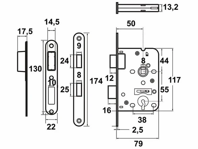 6x deurslot dag- nachtslot magnetisch axa, 7139, rvs, sl55 - afbeelding 3 van  3