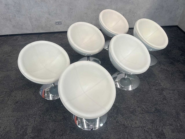 6x draaibare witte cocktail fauteuil - afbeelding 2 van  7