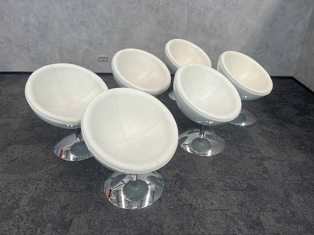 6x draaibare witte cocktail fauteuil - afbeelding 1 van  7