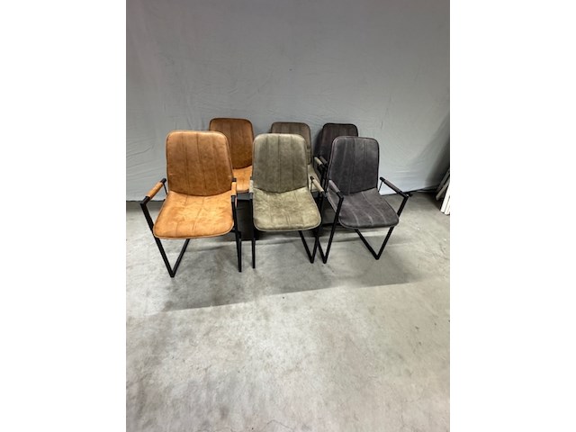 6x eetkamerstoel, bruin en grijs - afbeelding 1 van  5