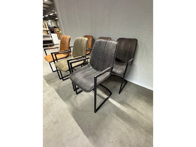 6x eetkamerstoel, bruin en grijs - afbeelding 4 van  5