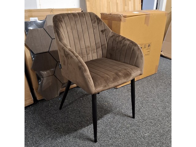 6x eetkamerstoel met armleuning bruin - afbeelding 1 van  4