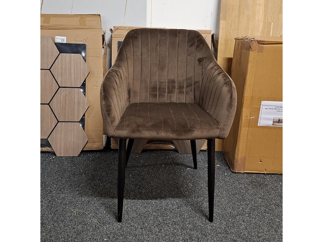 6x eetkamerstoel met armleuning bruin - afbeelding 2 van  4