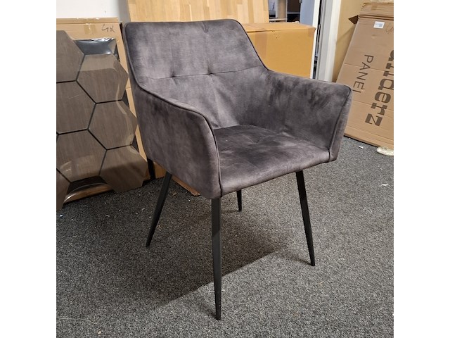 6x eetkamerstoel met armleuning grijs - afbeelding 1 van  4