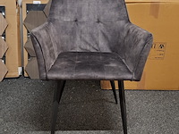 6x eetkamerstoel met armleuning grijs - afbeelding 2 van  4