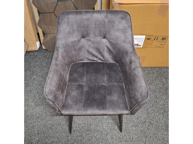 6x eetkamerstoel met armleuning grijs - afbeelding 3 van  4